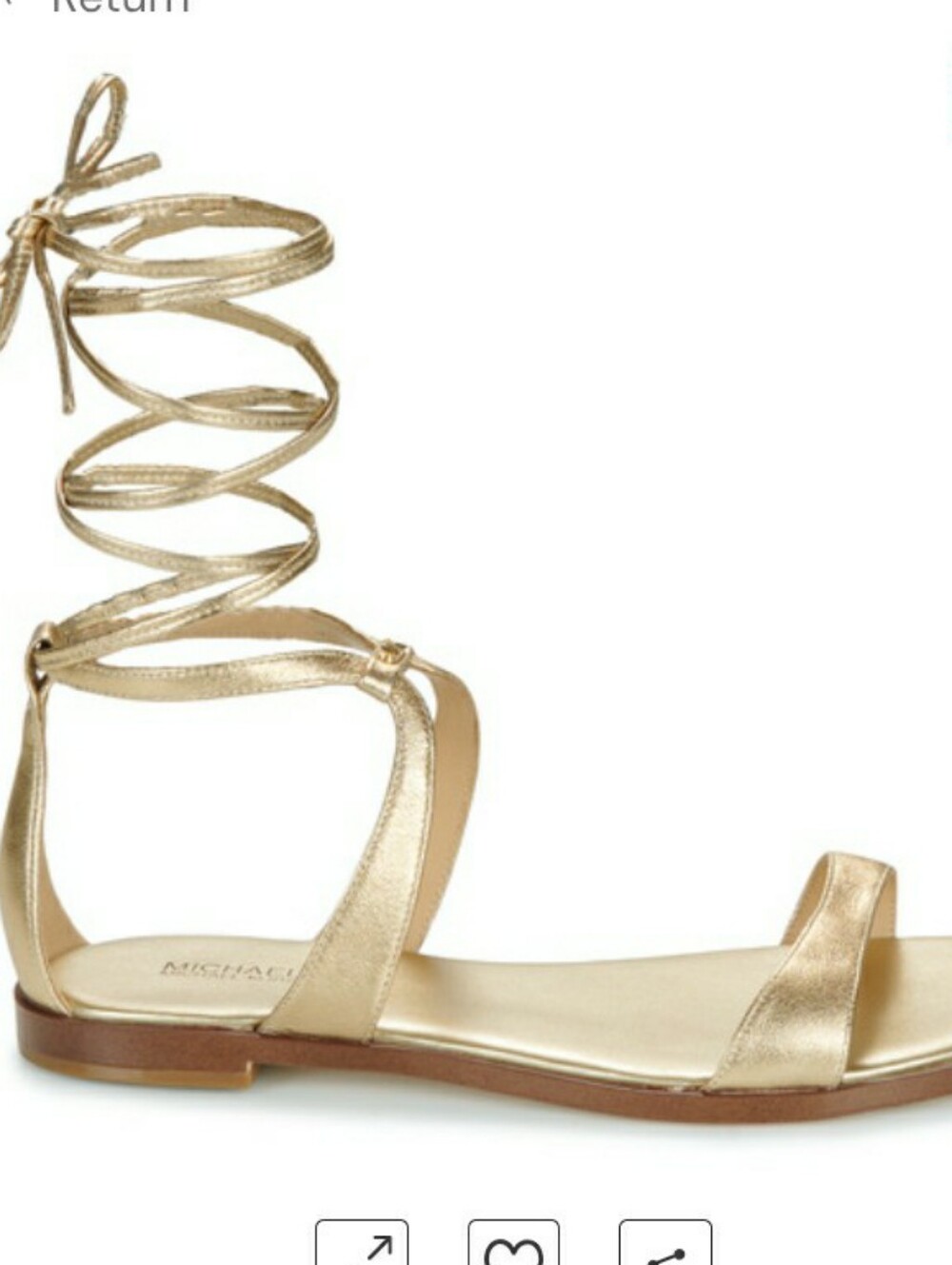 New Michael Kors Amara Flat Metallic Leather Sandal Size 8